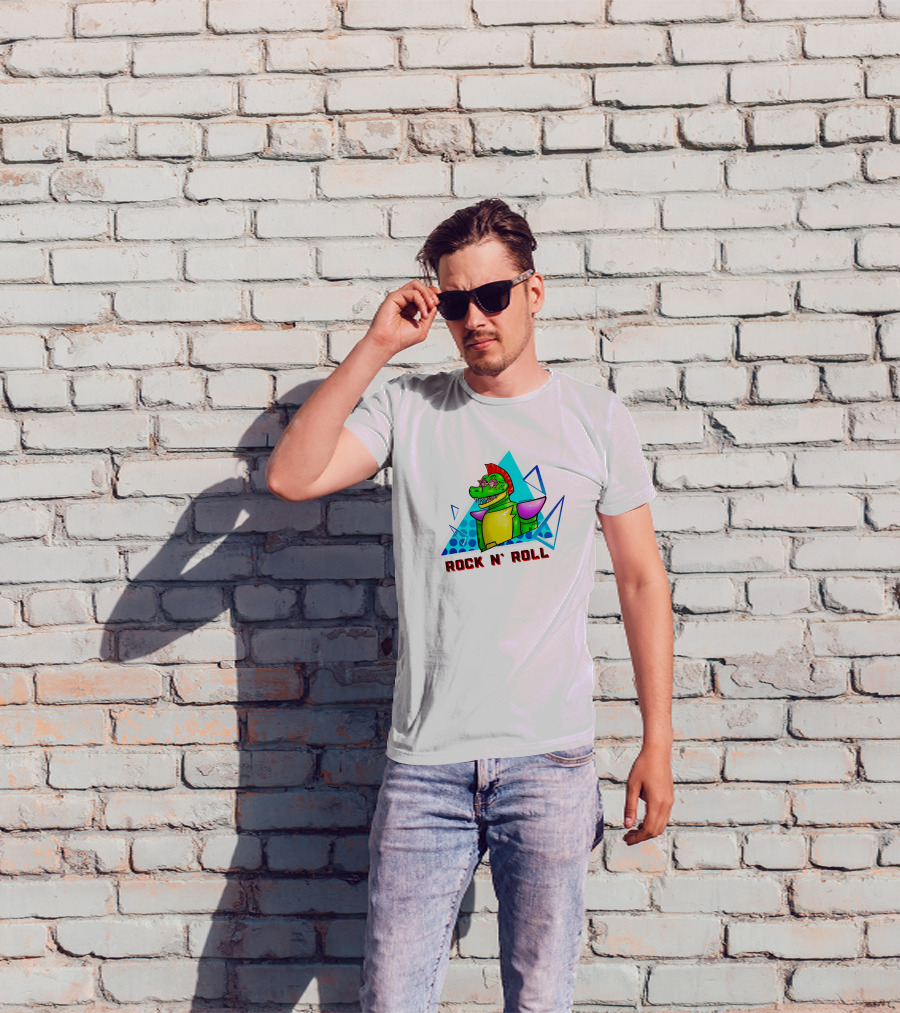 Monty Rock N' Roll Dinosaur With Star Shades And Mohawk T-Shirt