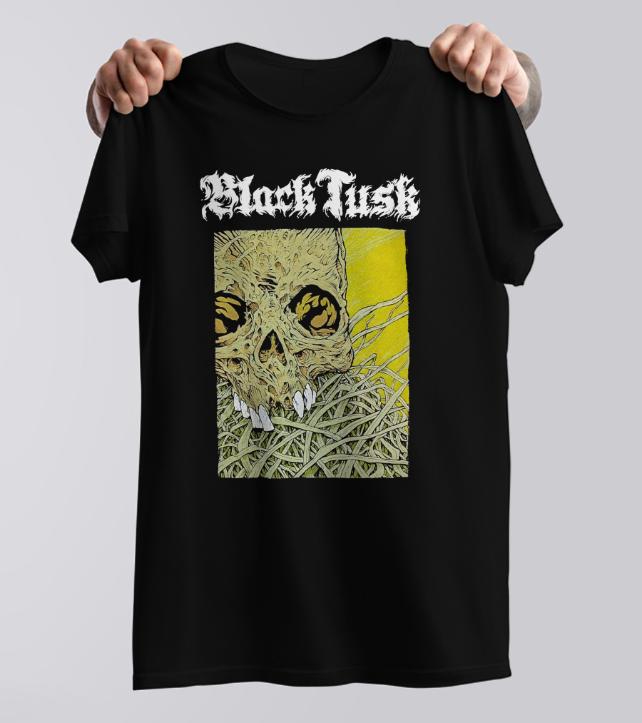 Night Shift Merch Chris Baines Black Tusk Heavy Metal Skull T-Shirt