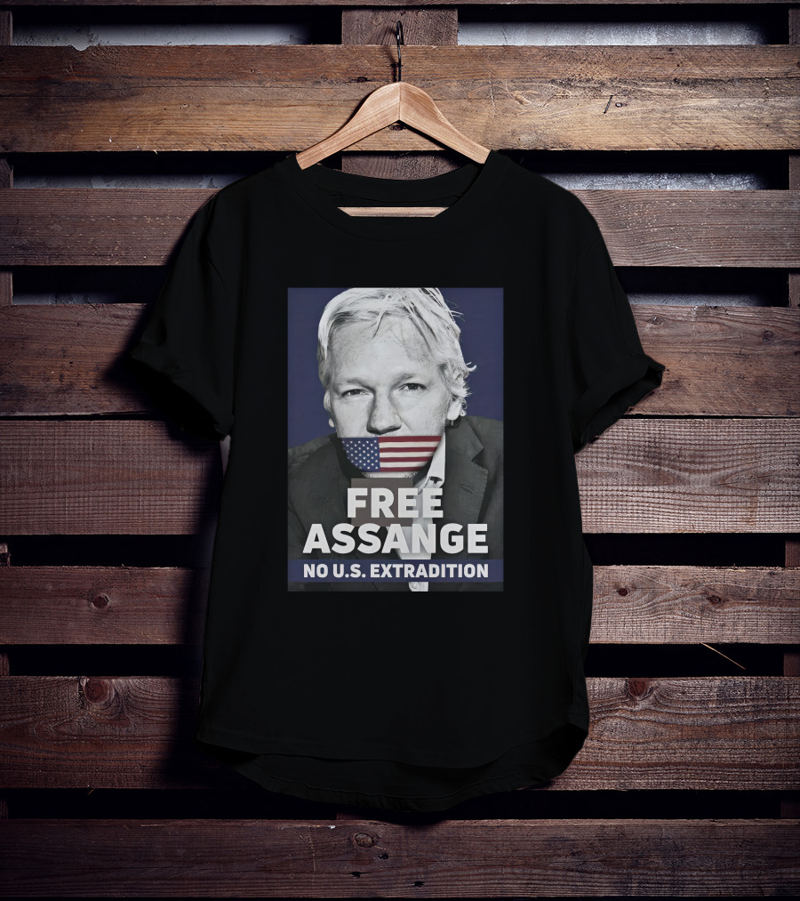 Dimitar Apasiev Free Assange No U.S. Extradition American Flag Silence T-Shirt