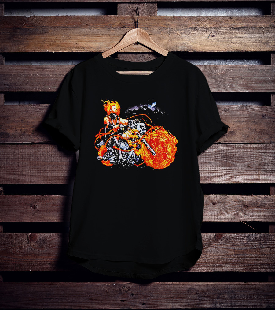 Hangman Adam Page Ghost Rider Flaming Motorcycle Mattmac1012 T-Shirt