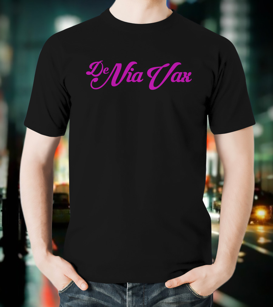 De Nia Vax Typography In Bold Pink Script T-Shirt