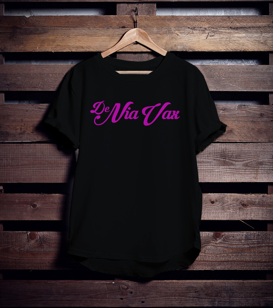 De Nia Vax Typography In Bold Pink Script T-Shirt