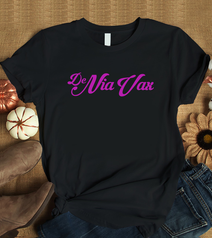 De Nia Vax Typography In Bold Pink Script T-Shirt