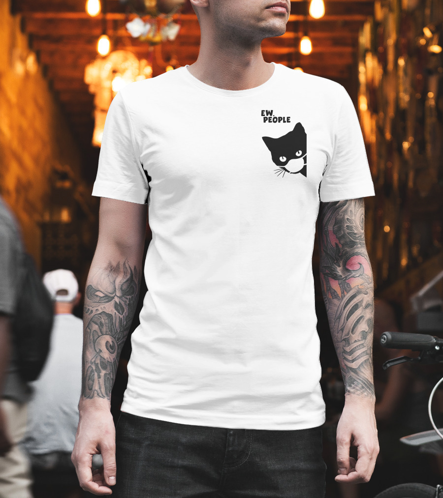 Qwertee Shop Ew People Cat Silhouette By Yirm T-Shirt