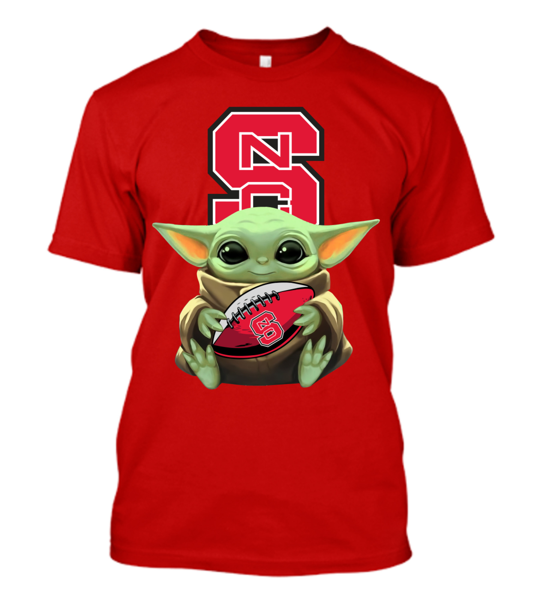 NC State Wolfpack Baby Yoda Football T-Shirt