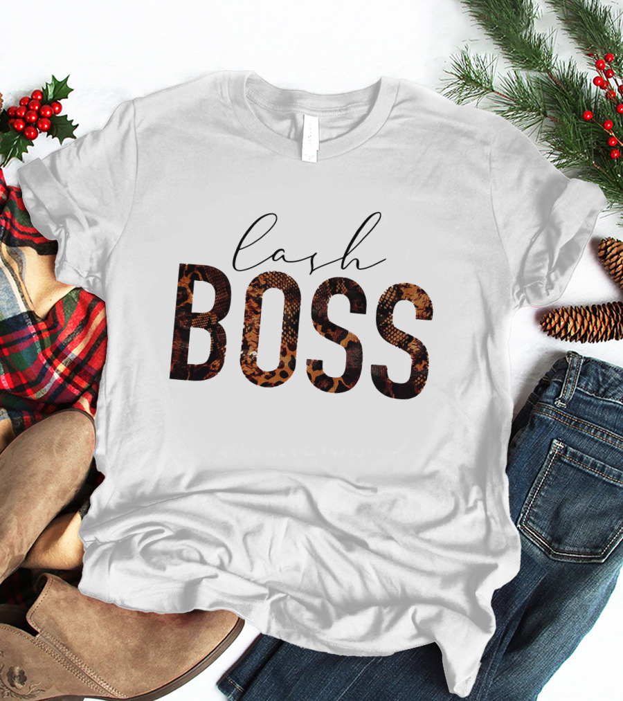 Lash Boss Snake Pattern Text T-Shirt