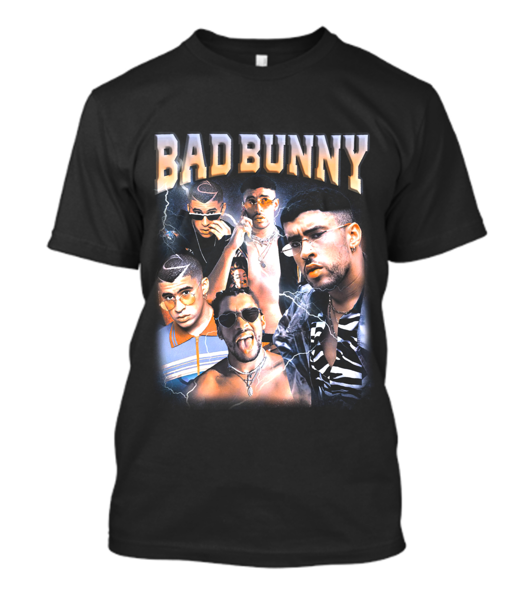 Bad Bunny Style Evolution Lightning Collage T-Shirt