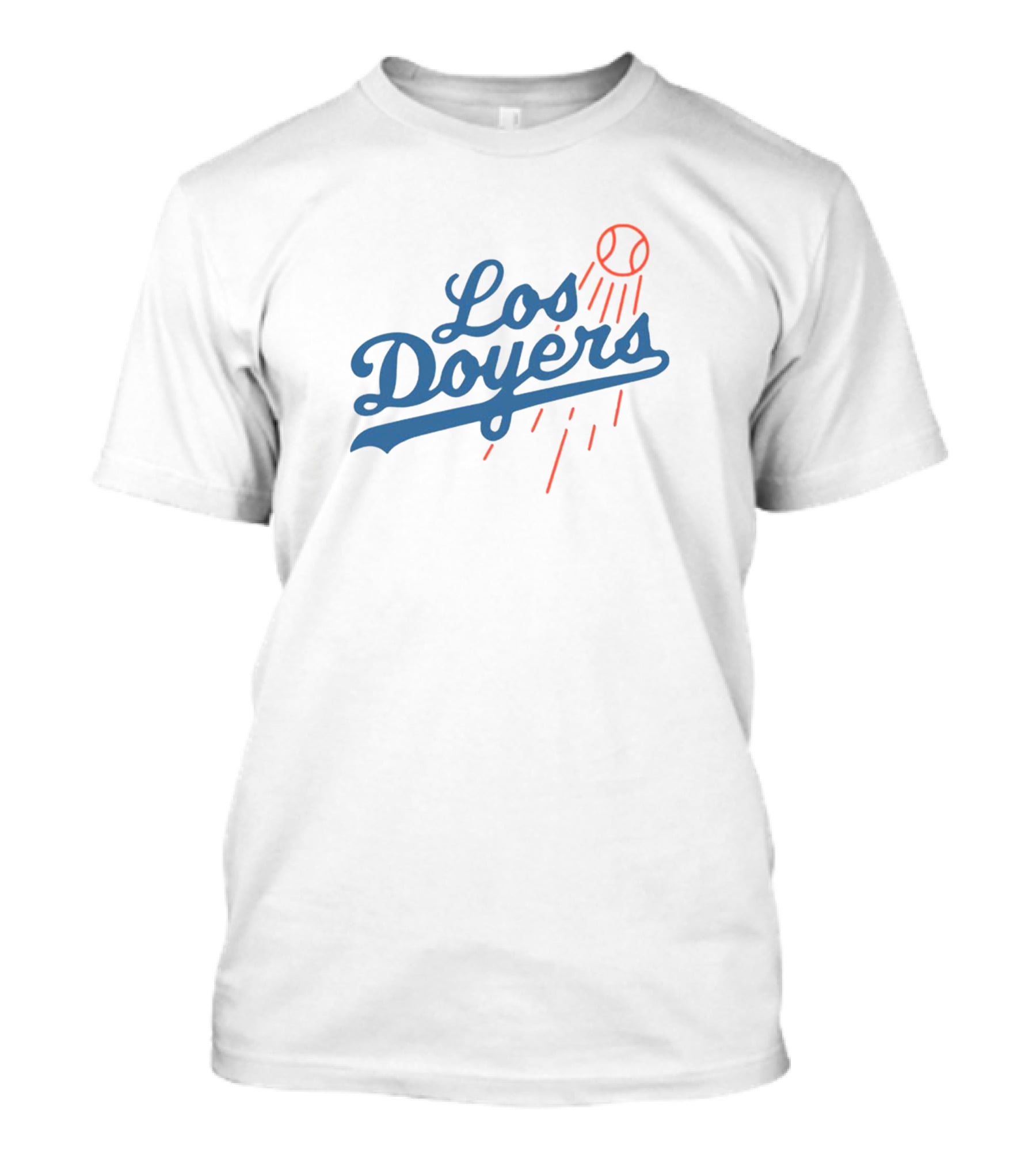 Los Doyers Baseball Theme With Iconic Bat And Ball Elements T-Shirt