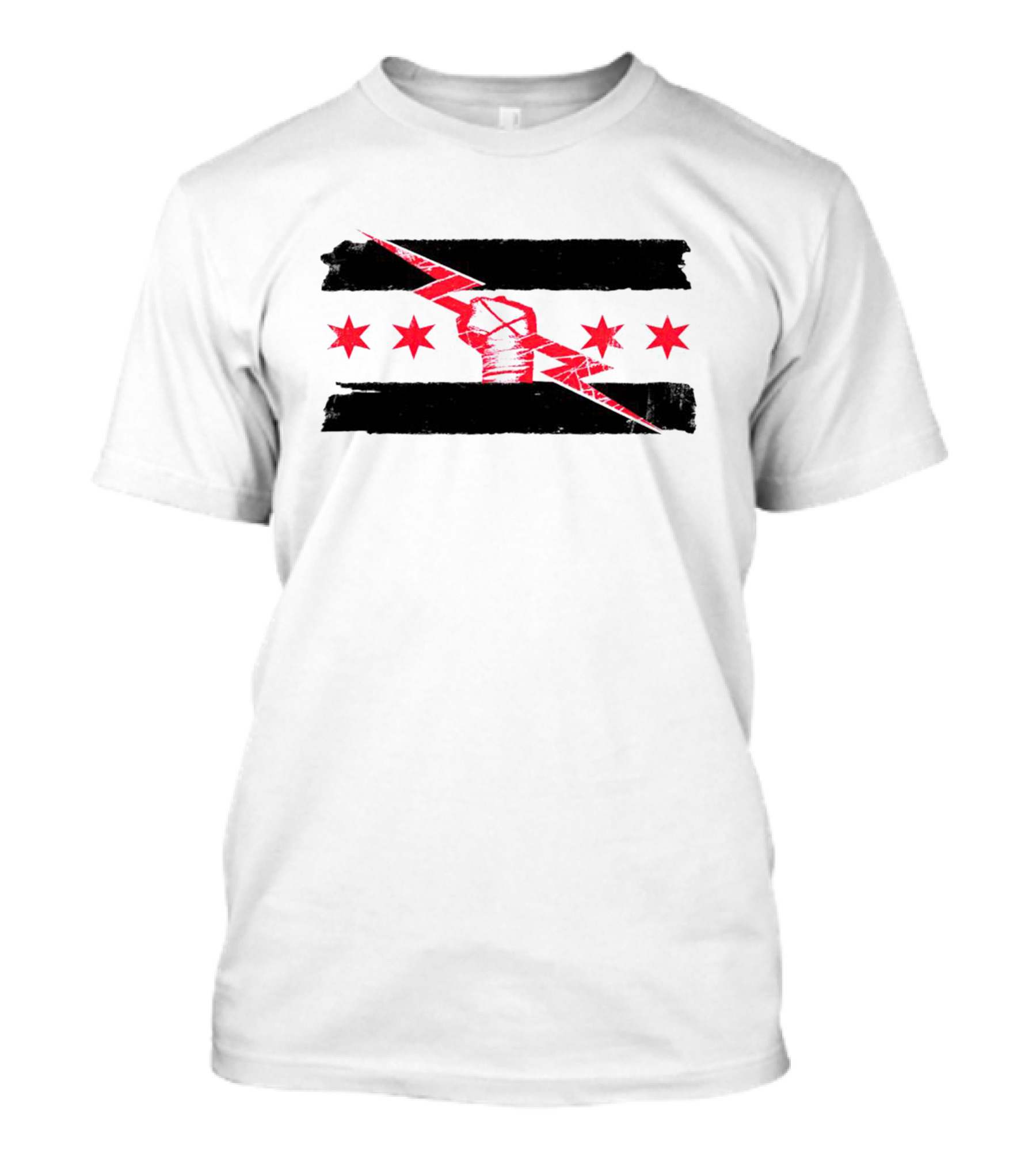 CM Punk Chicago Flag Lightning Fist T-Shirt