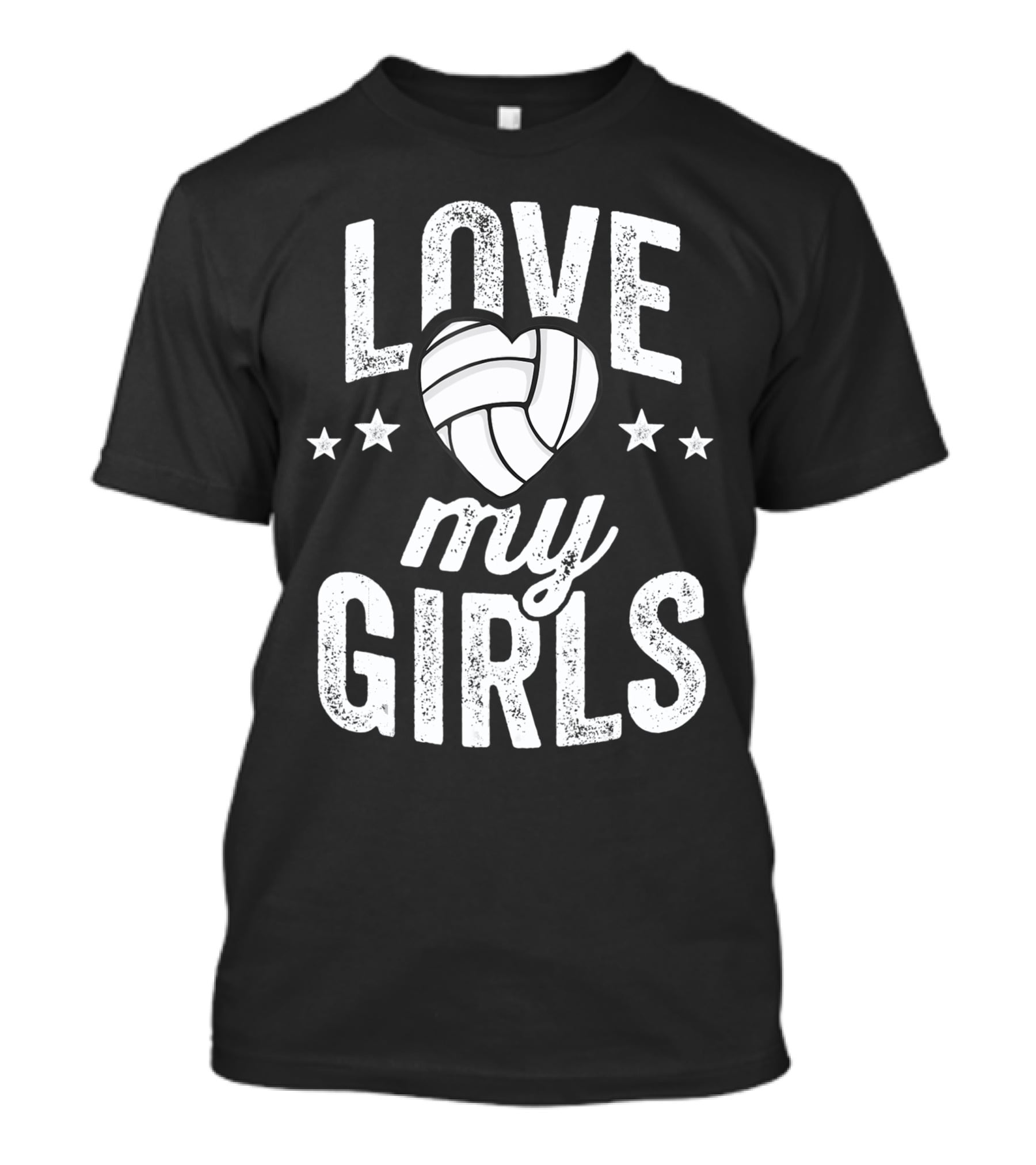 Love My Girls Volleyball Dad Of Player Team Stars Heart T-Shirt