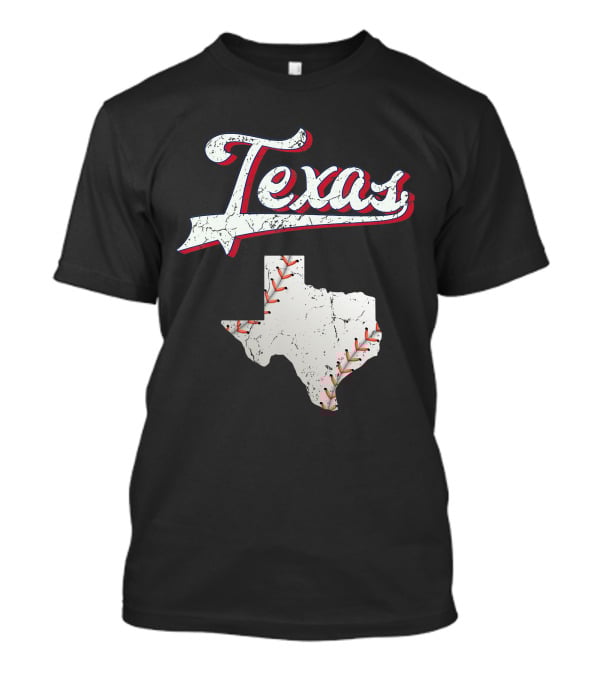 Texas Baseball Game Day Vintage Ranger Map T-Shirt
