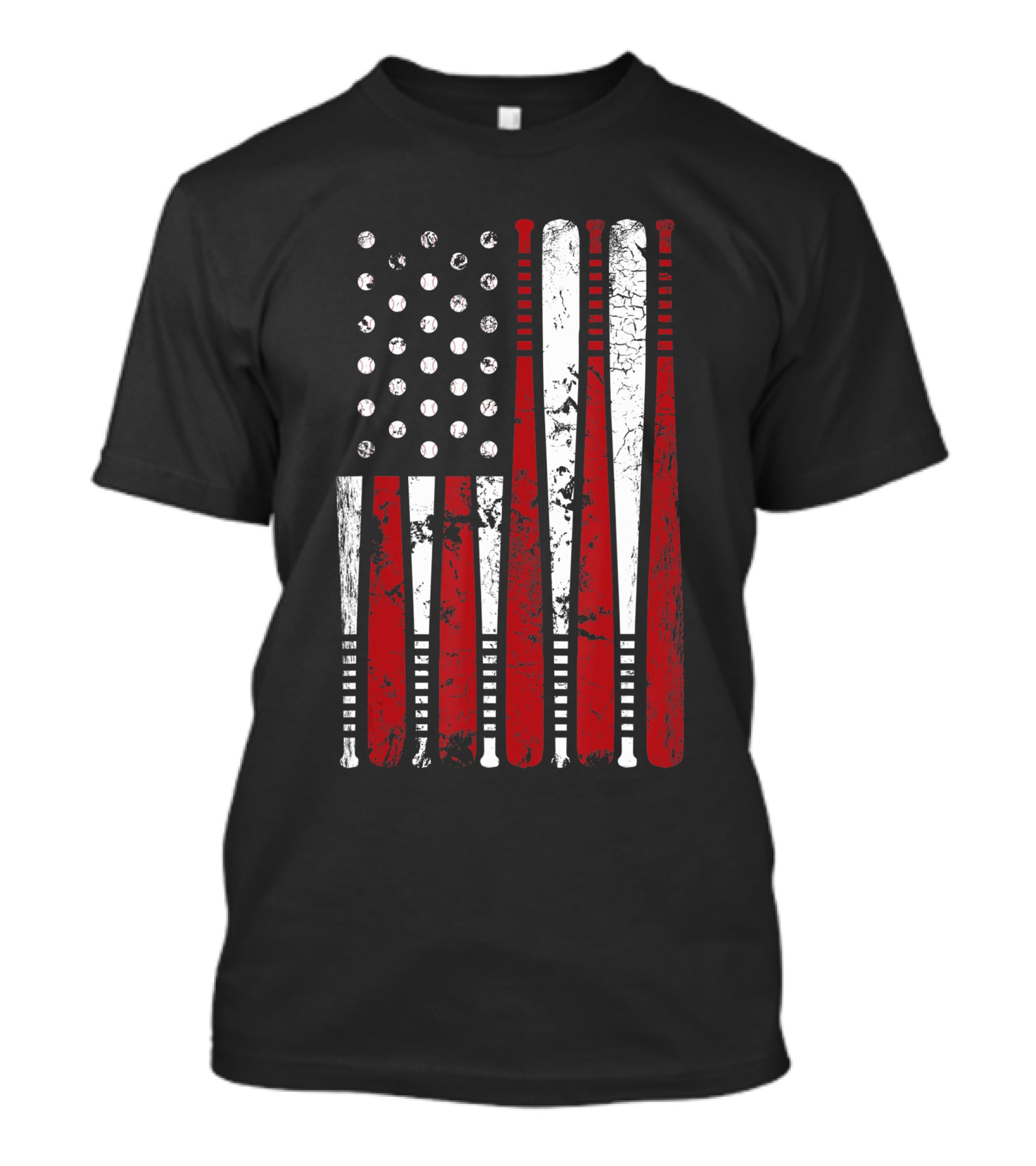 Vintage American Baseball Bat USA Flag T-Shirt