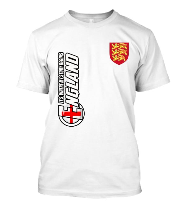 England It's Where My Story Begins Three Lions Crest T-Shirt