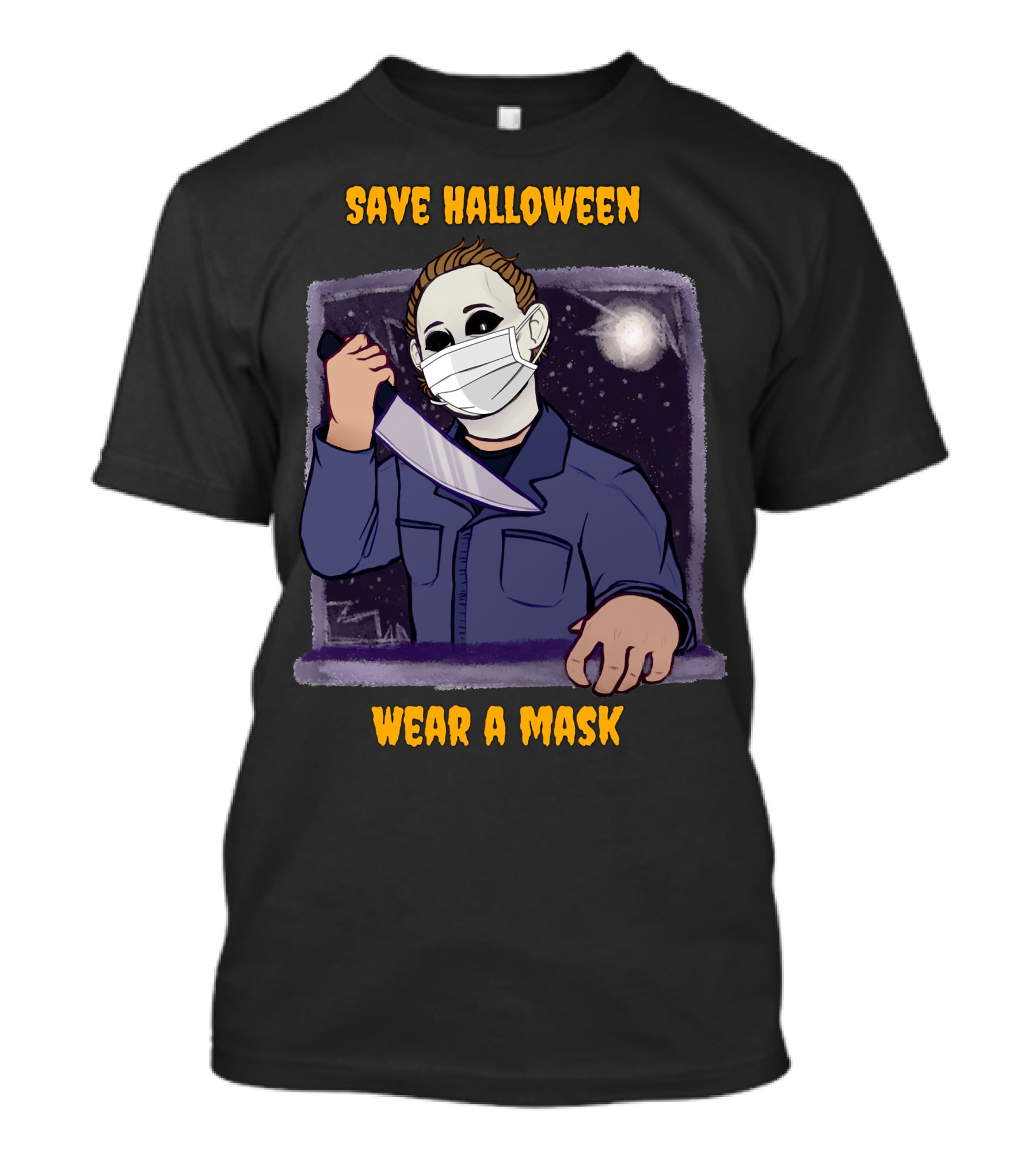 Michael Myers Save Halloween Wear A Mask Horror Knife Scene T-Shirt