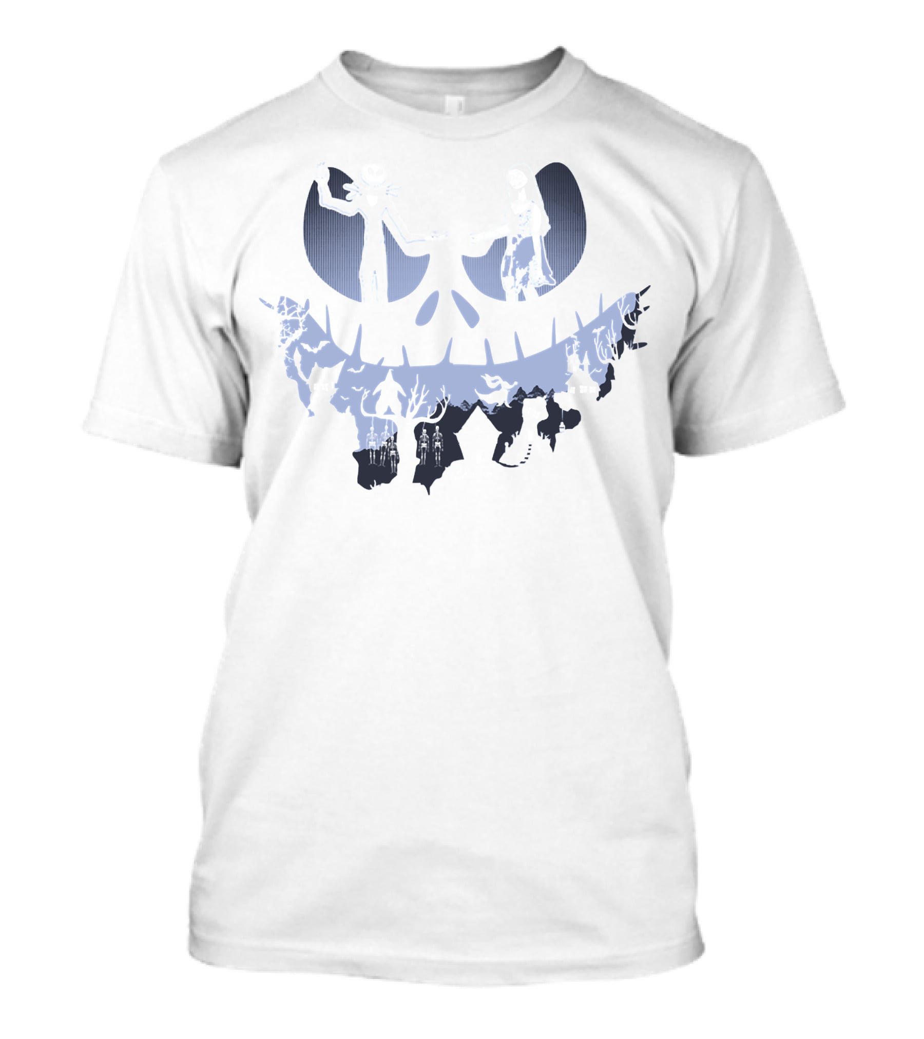 Jack Sally Oogie And Zero Nightmare Characters In Moonlit Scene T-Shirt