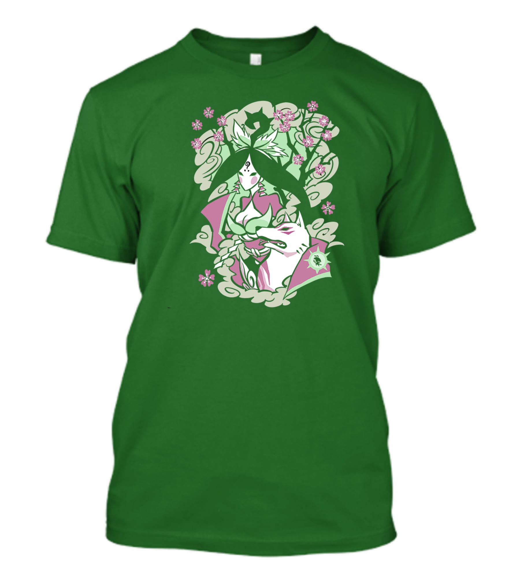 Okami Merch Amaterasu And Cherry Blossoms T-Shirt