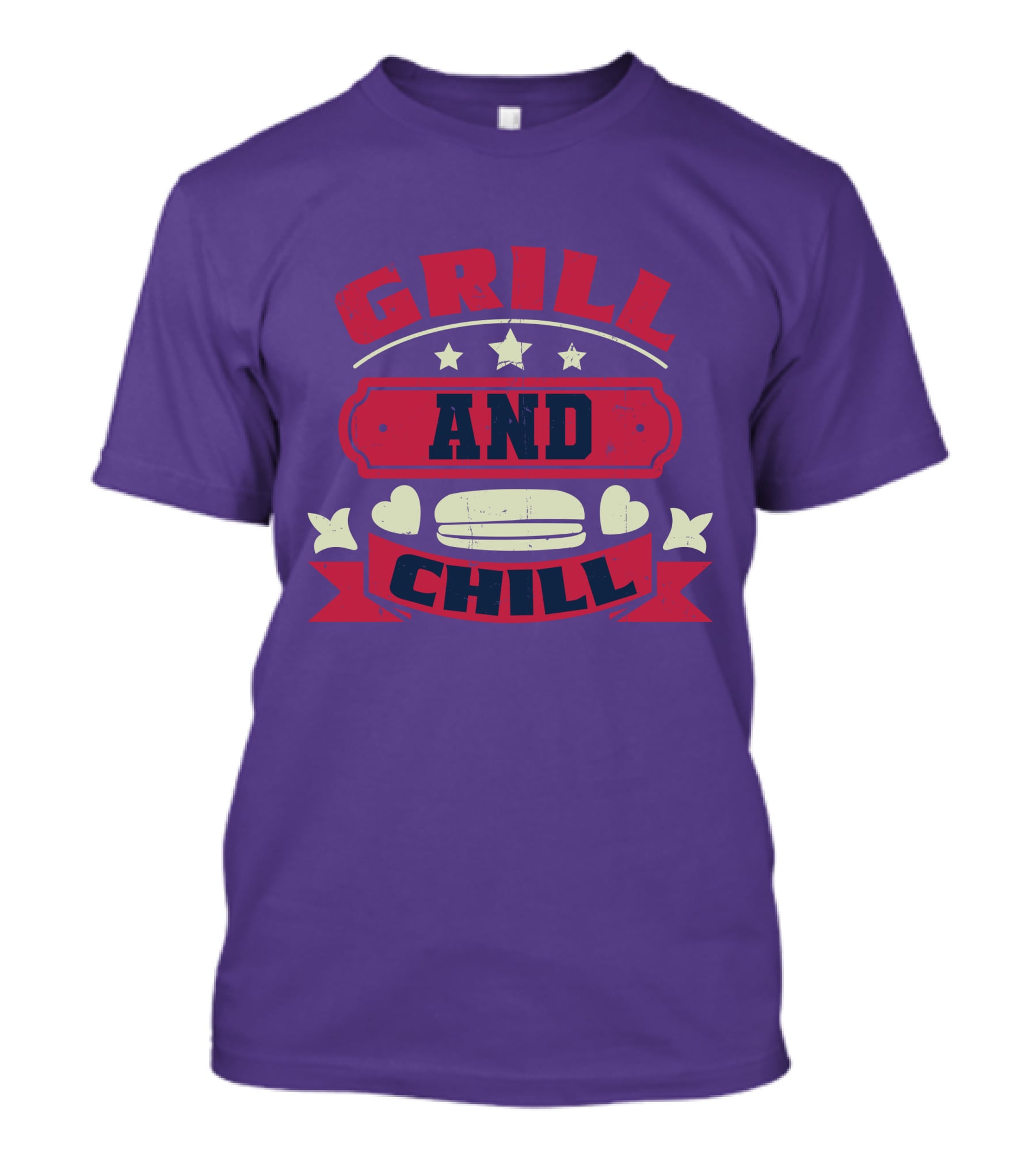 GRILL AND CHILL Stars And Hearts BBQ Burger Banner T-Shirt