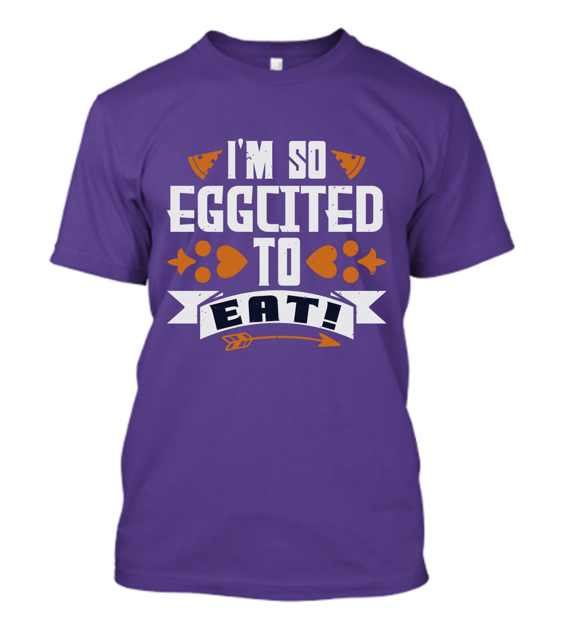 I'm So Eggcited To Eat Fun Playful Foodie Text Pizza Slice And Fish Icons T-Shirt