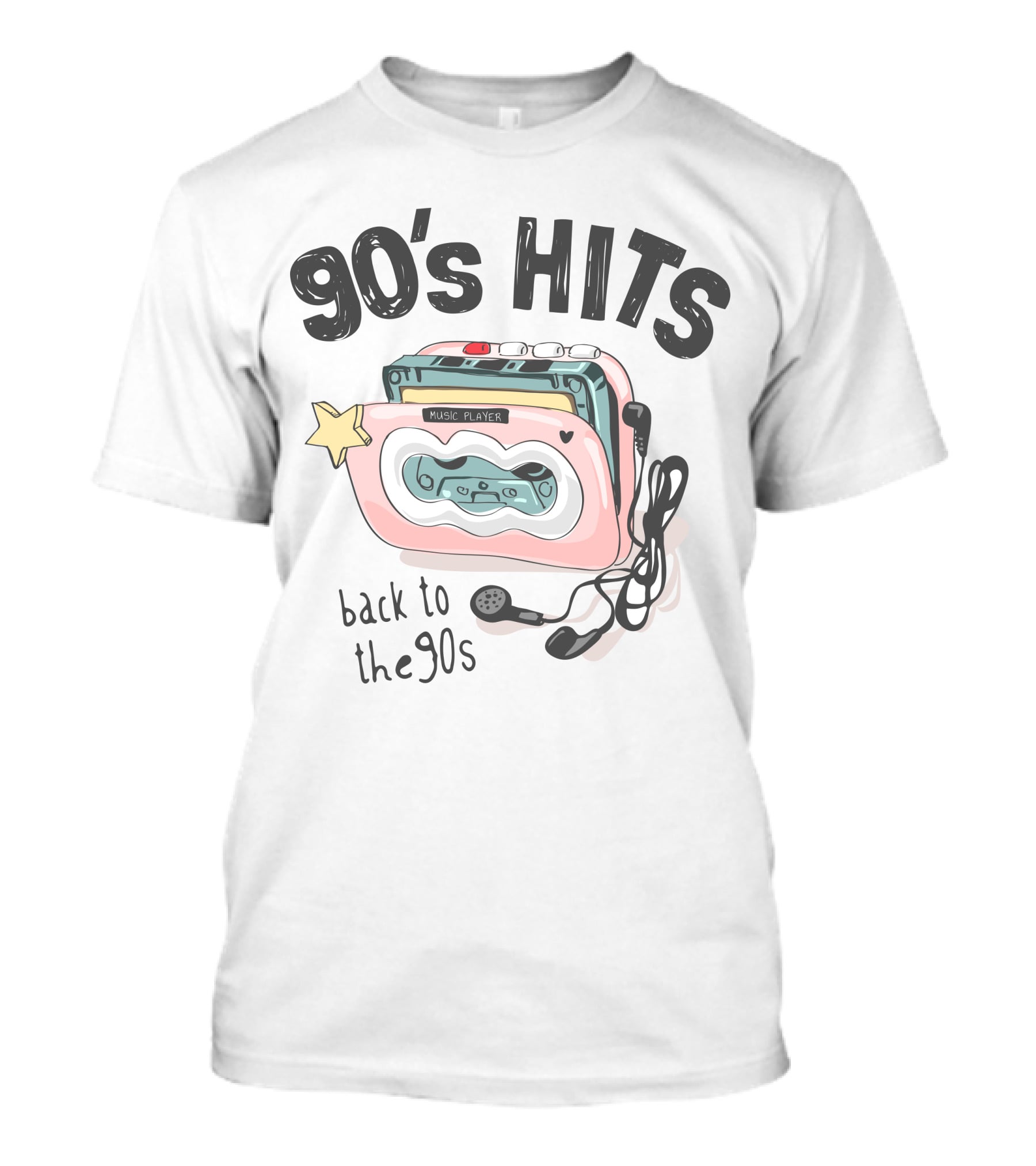 90's Hits Back To The 90s Music Player Cassette Old Vintage Pop 80s Fashion T-Shirt