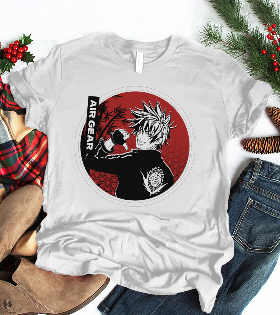 Air Gear Anime Character In Red And Black Circle With Bamboo Background T-Shirt
