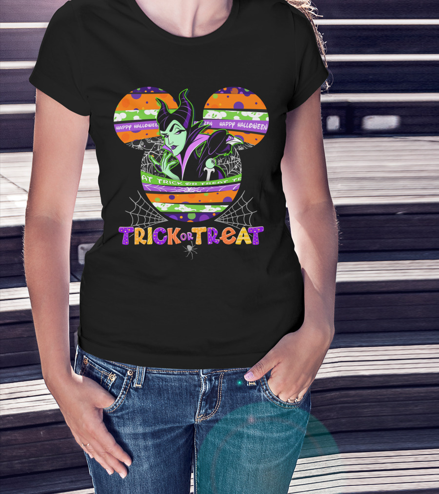 Maleficent Mickey Trick Or Treat Happy Halloween T-Shirt
