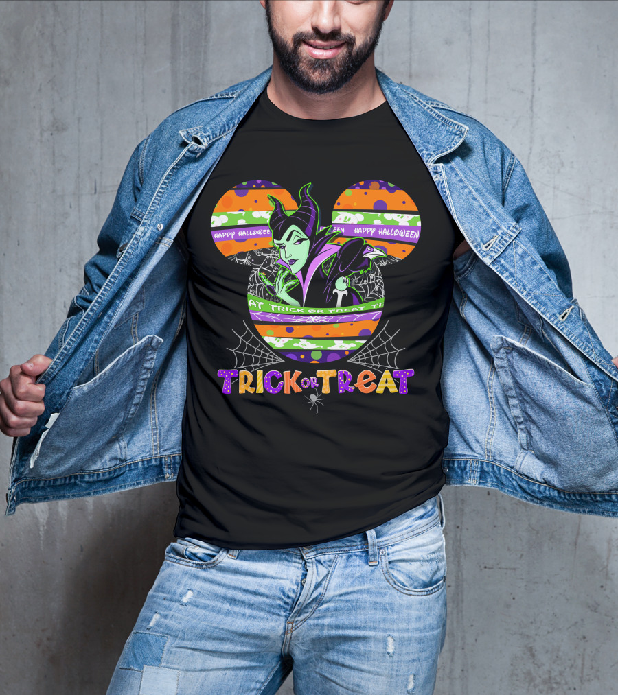Maleficent Mickey Trick Or Treat Happy Halloween T-Shirt