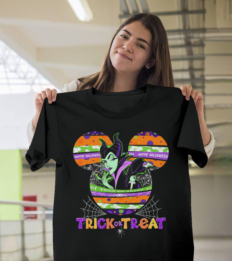 Maleficent Mickey Trick Or Treat Happy Halloween T-Shirt