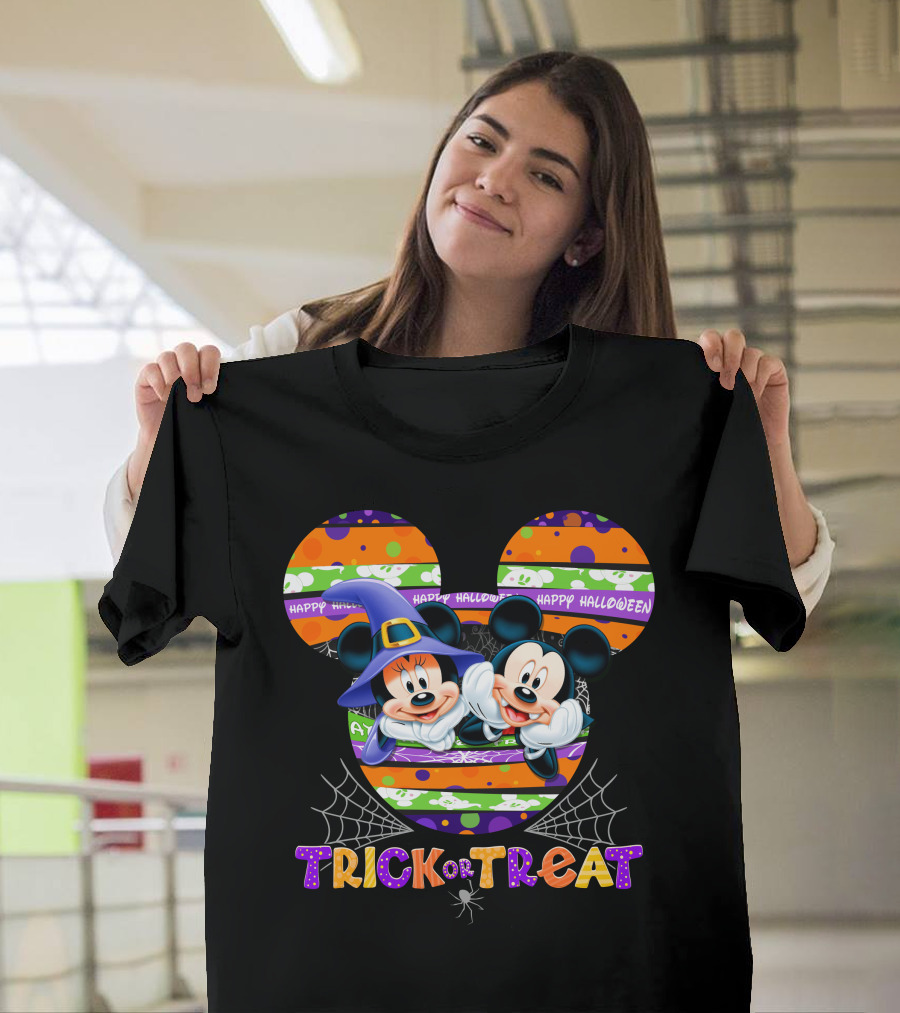 Happy Halloween Mickey And Minnie Trick Or Treat T-Shirt