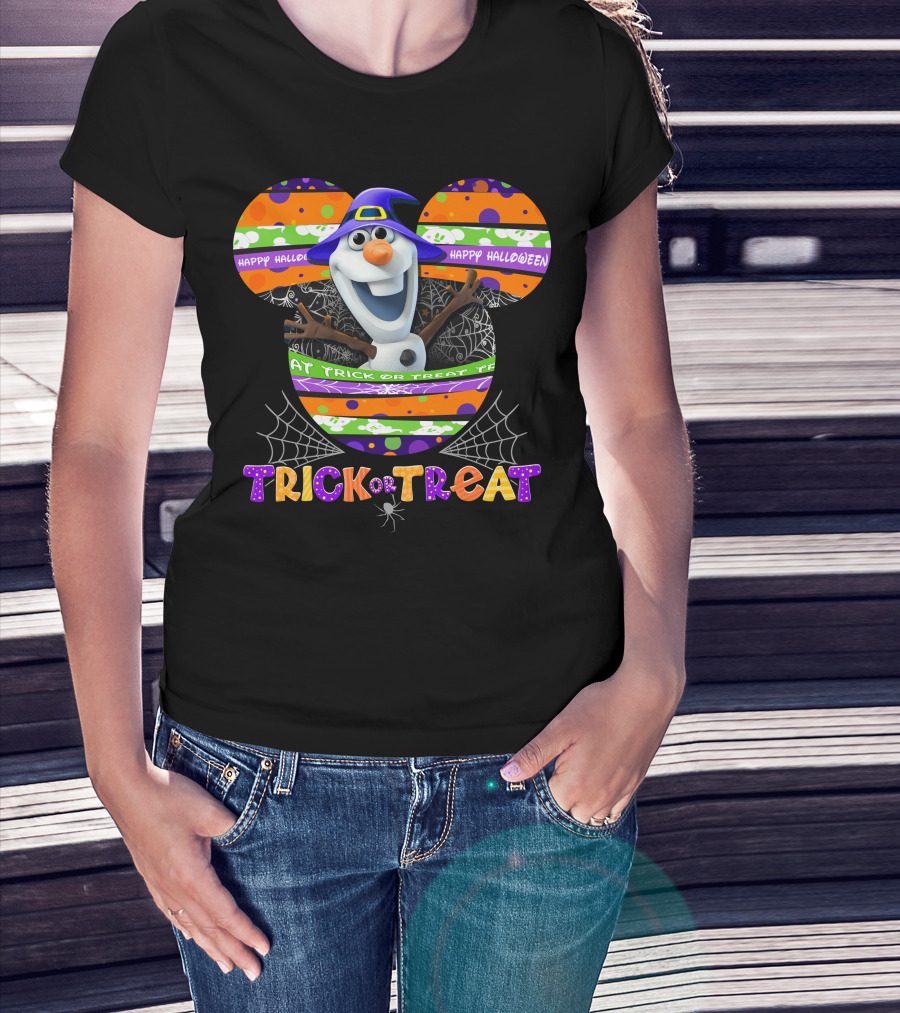 Happy Halloween Trick Or Treat Olaf Mickey Ears T-Shirt