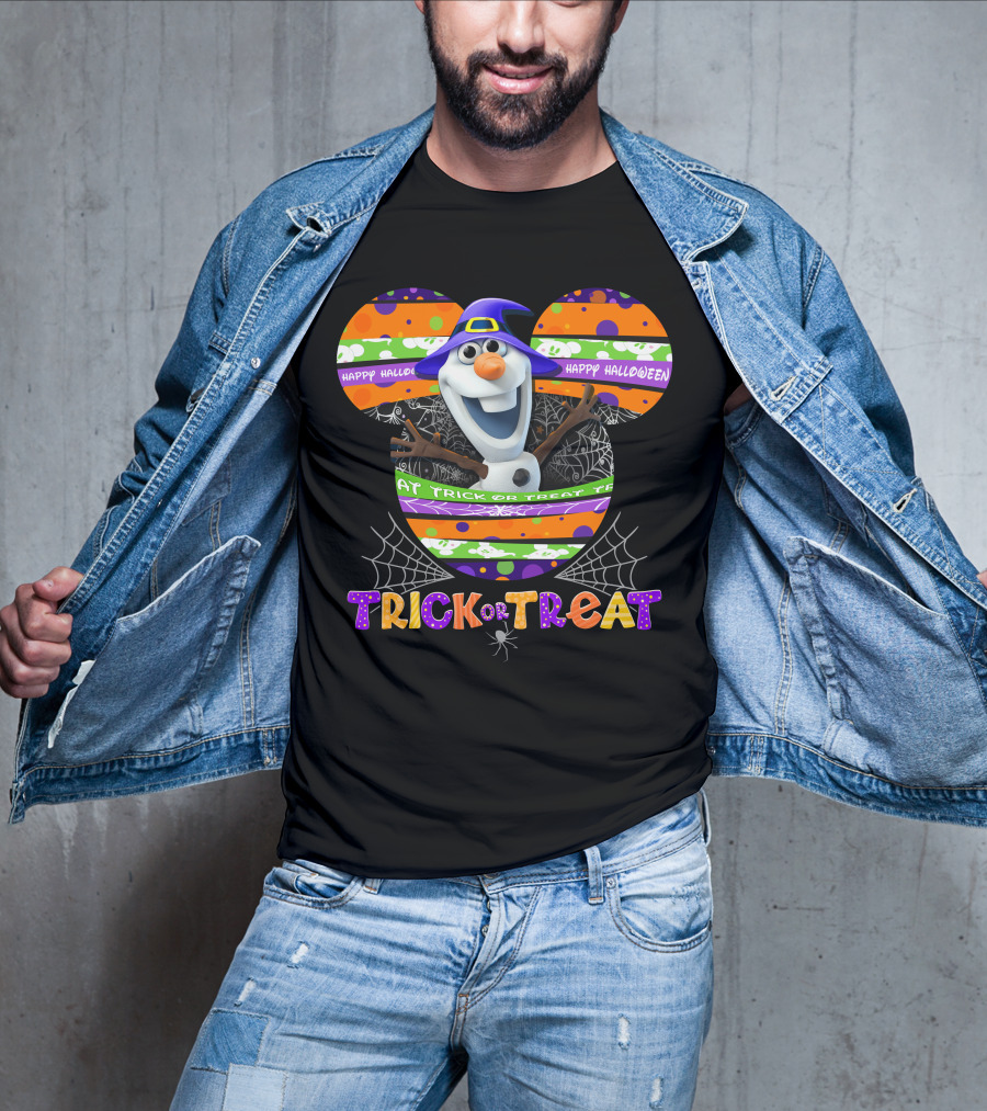 Happy Halloween Trick Or Treat Olaf Mickey Ears T-Shirt