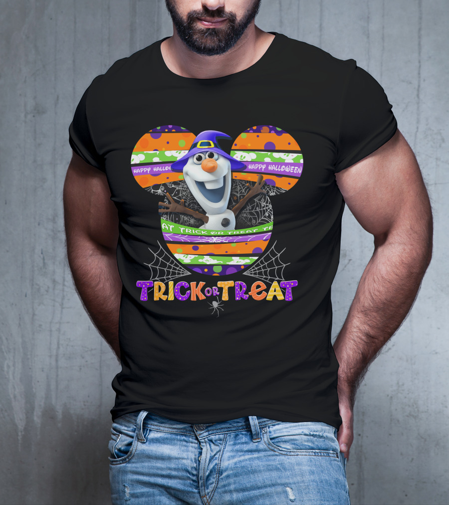 Happy Halloween Trick Or Treat Olaf Mickey Ears T-Shirt