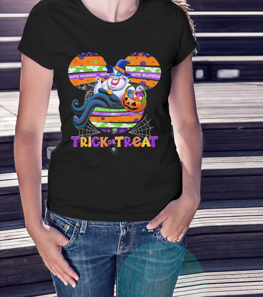 Ursula Halloween Trick Or Treat Mickey Pumpkin Happy Halloween T-Shirt