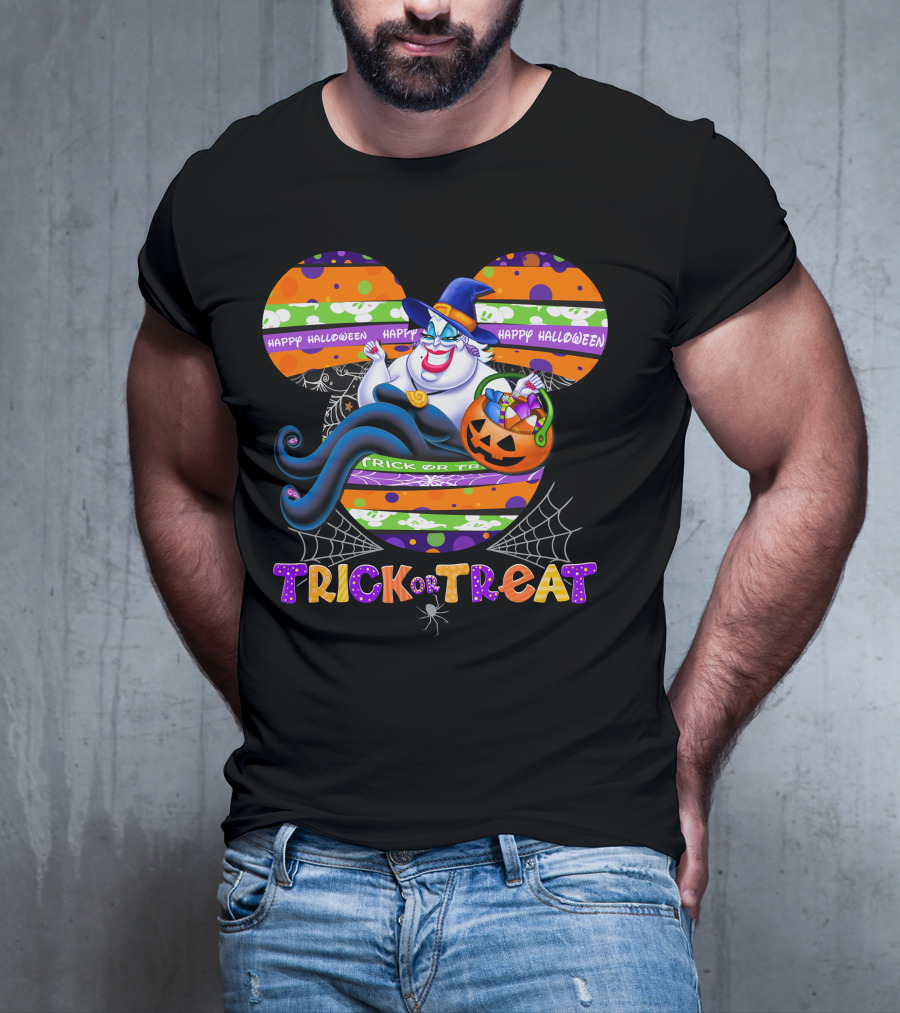 Ursula Halloween Trick Or Treat Mickey Pumpkin Happy Halloween T-Shirt