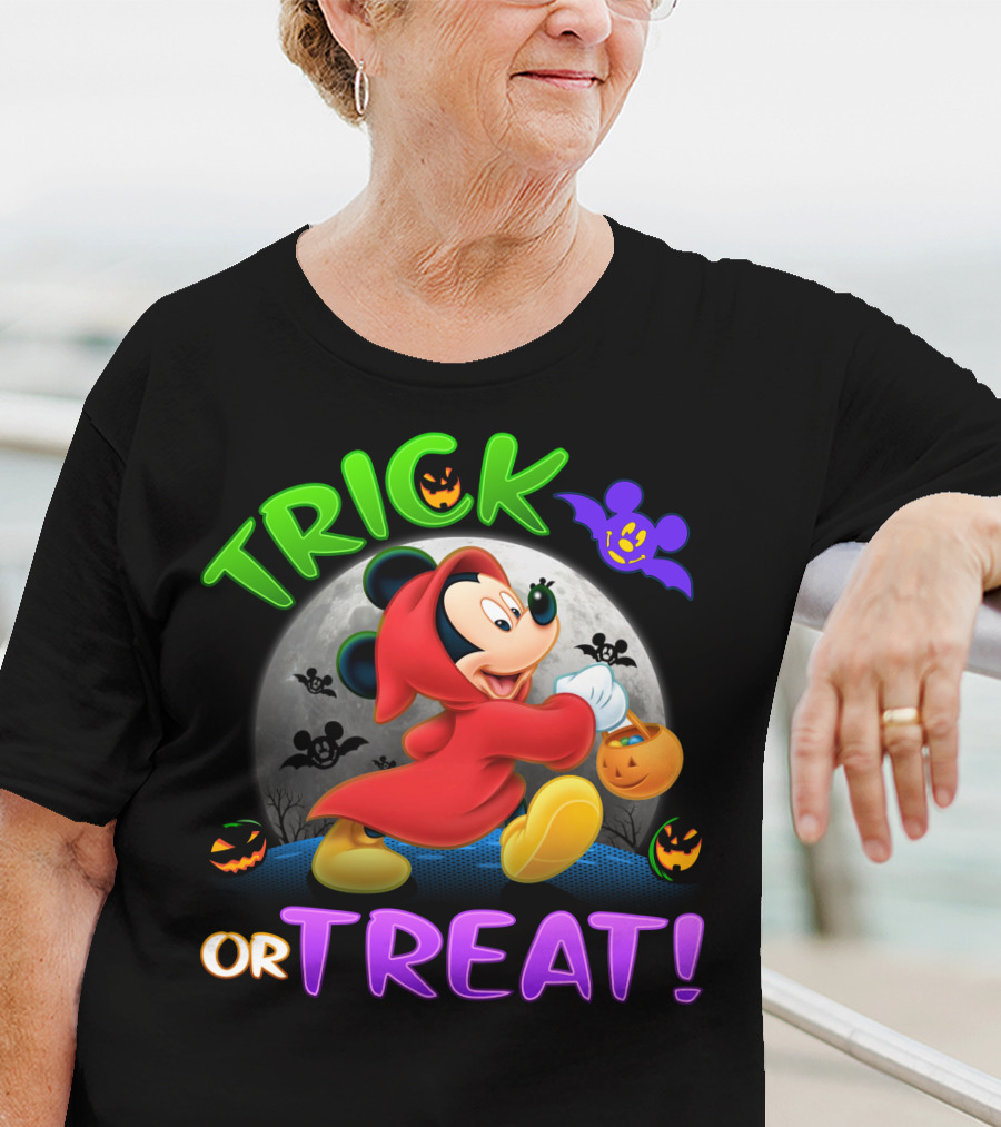 Trick Or Treat Mickey Halloween Bat Pumpkin T-Shirt