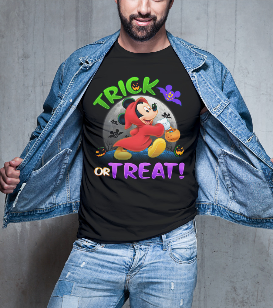 Trick Or Treat Mickey Halloween Bat Pumpkin T-Shirt