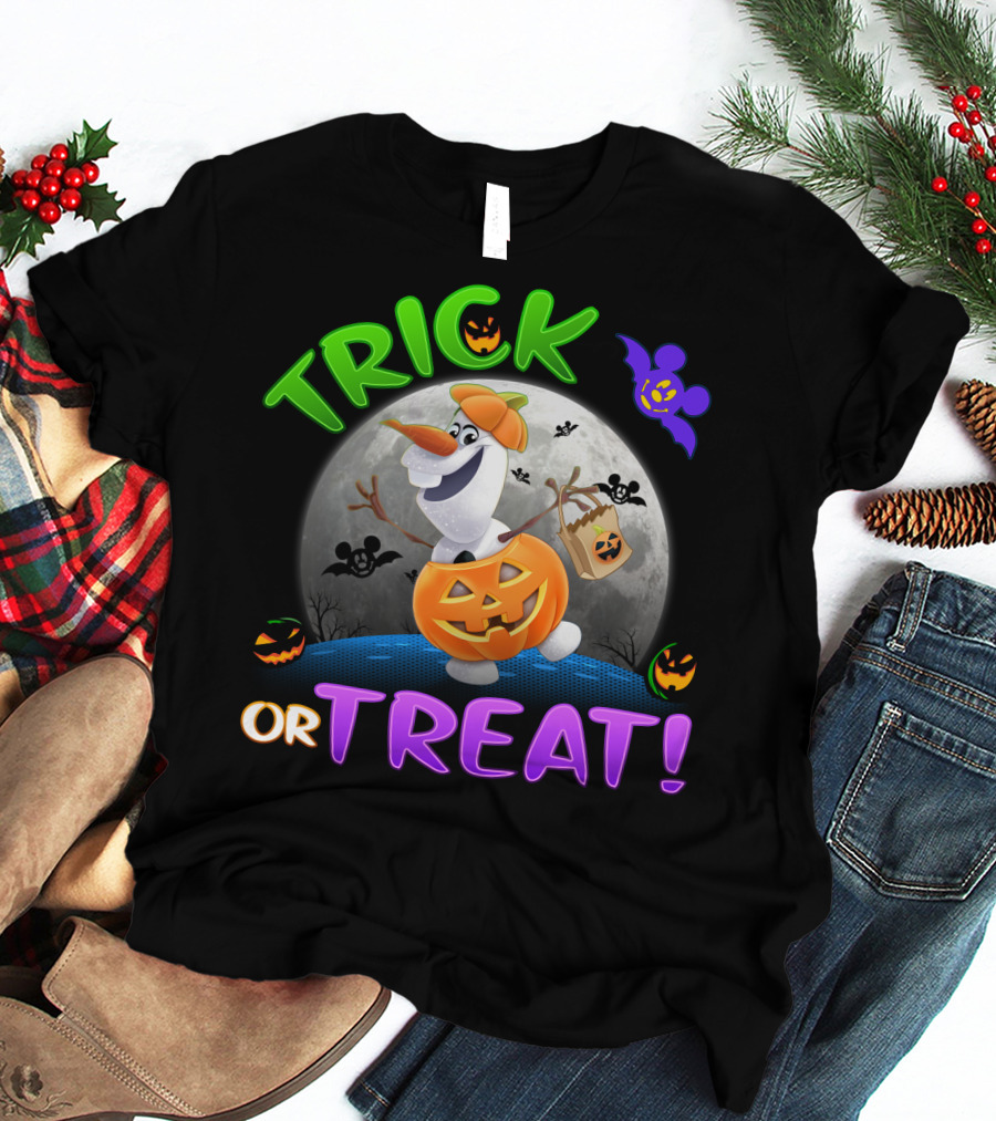 Trick Or Treat Halloween Olaf Pumpkin Moon T-Shirt