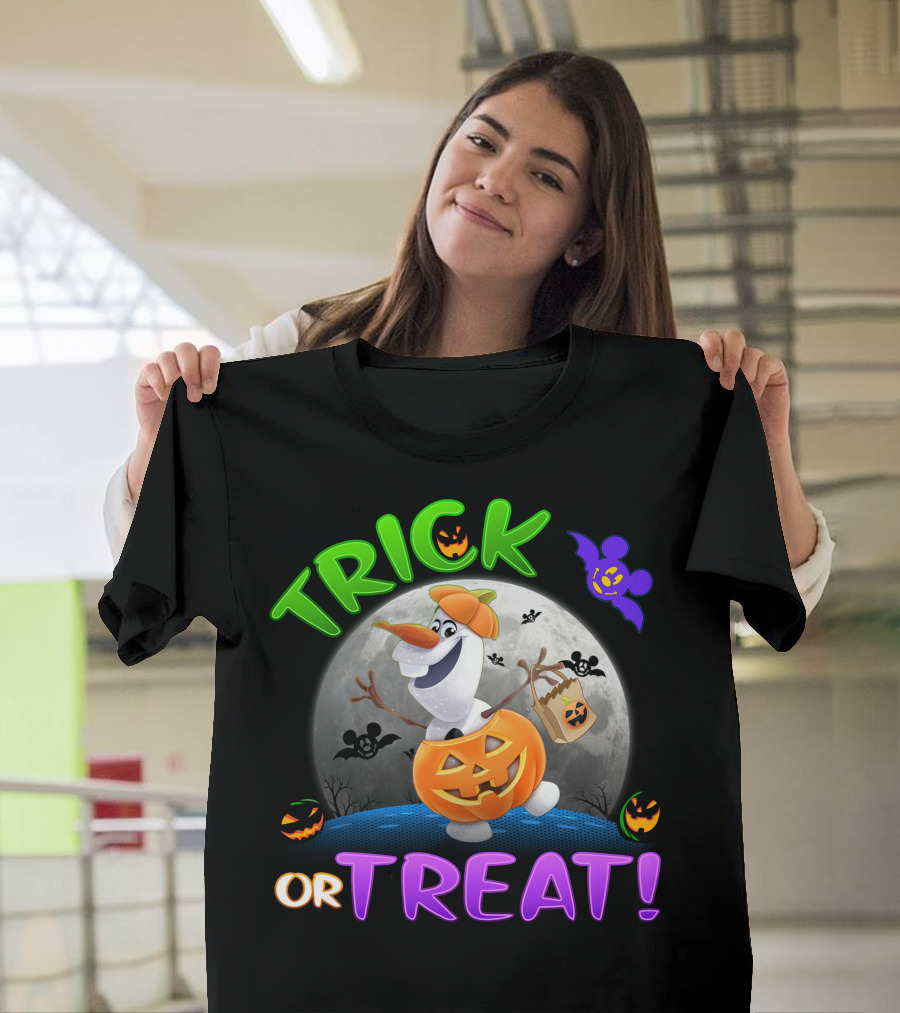 Trick Or Treat Halloween Olaf Pumpkin Moon T-Shirt