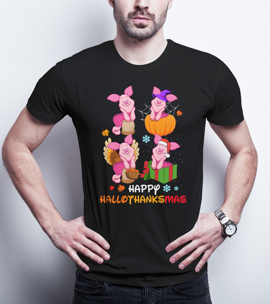 Happy Hallothanksmas Piglet Festive Seasons T-Shirt