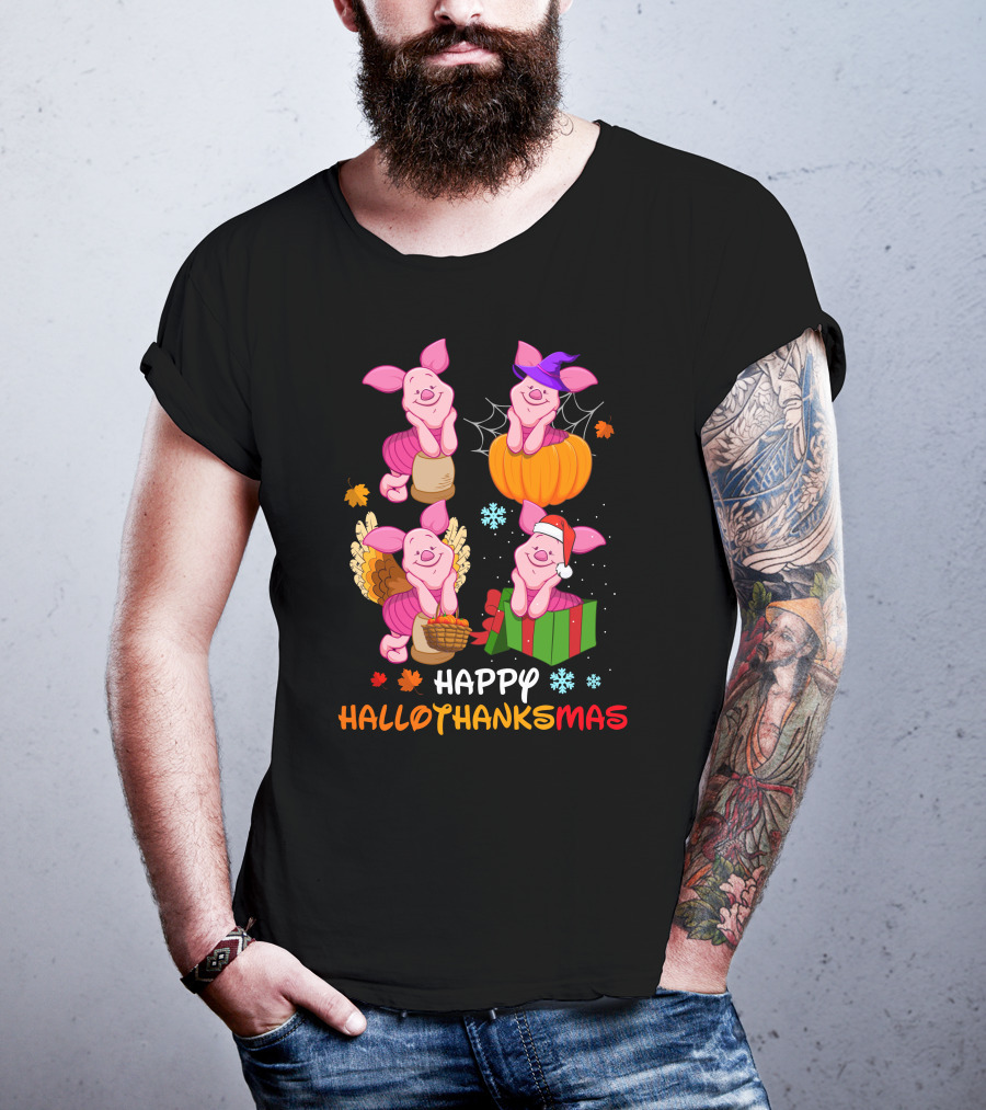 Happy Hallothanksmas Piglet Festive Seasons T-Shirt