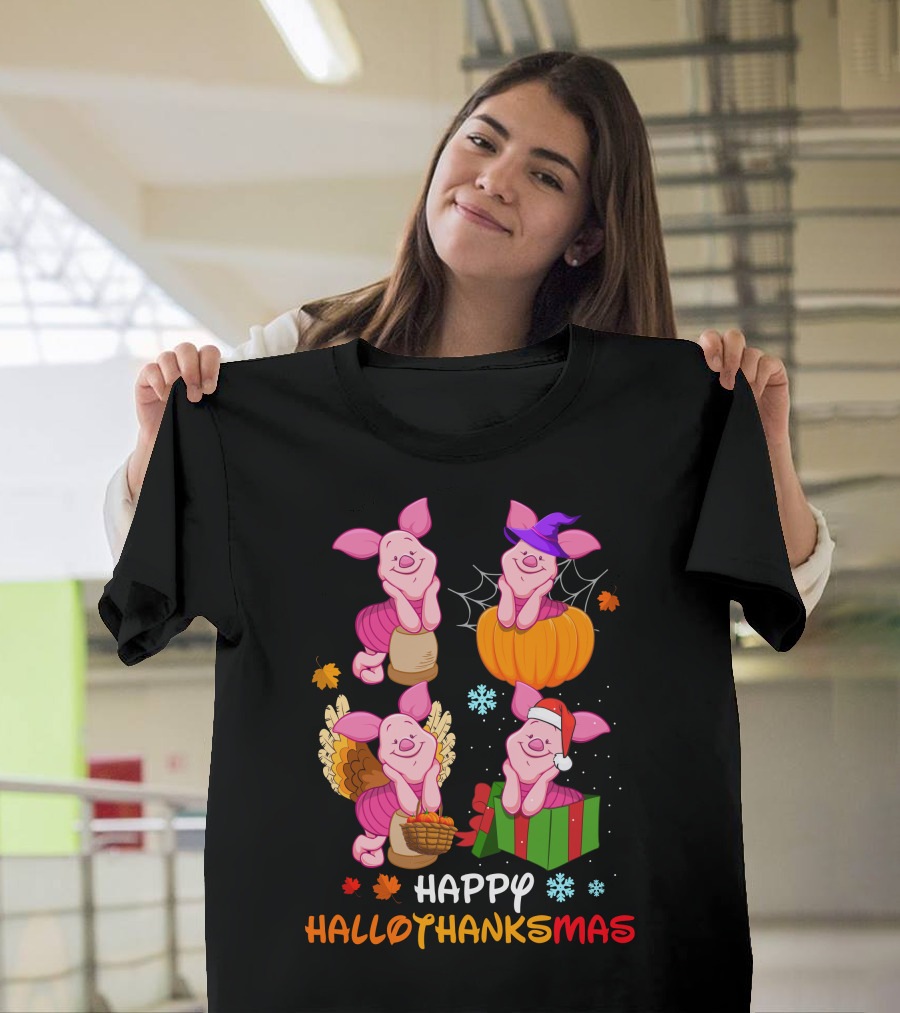 Happy Hallothanksmas Piglet Festive Seasons T-Shirt