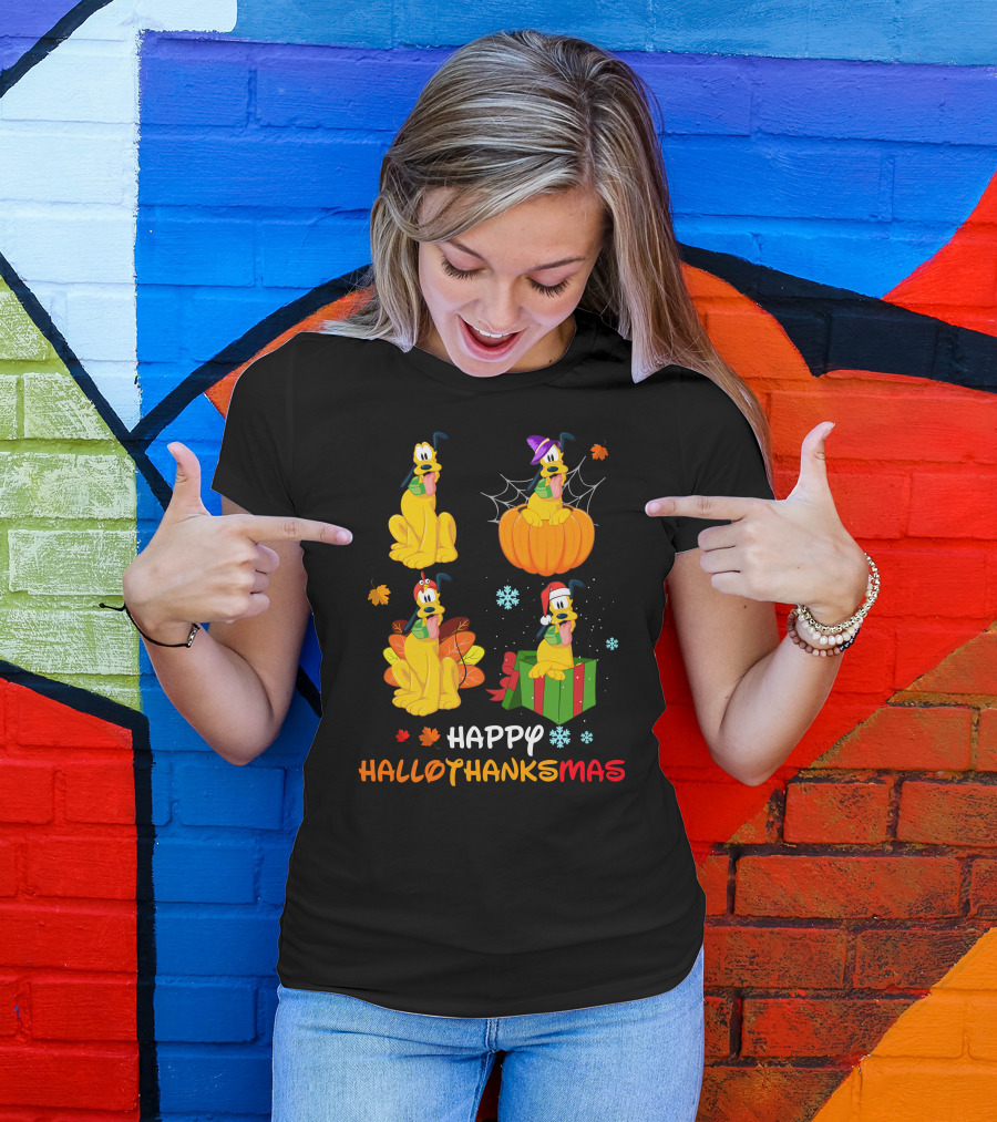 Happy Hallothanksmas With Pluto Seasonal Festivities T-Shirt