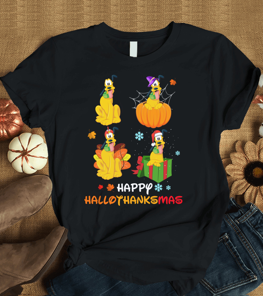 Happy Hallothanksmas With Pluto Seasonal Festivities T-Shirt