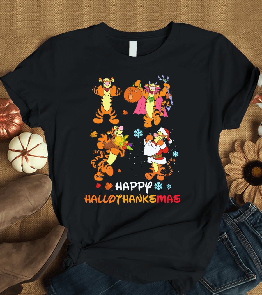 Happy Hallothanksmas Tigger Disney Holiday Crossover T-Shirt