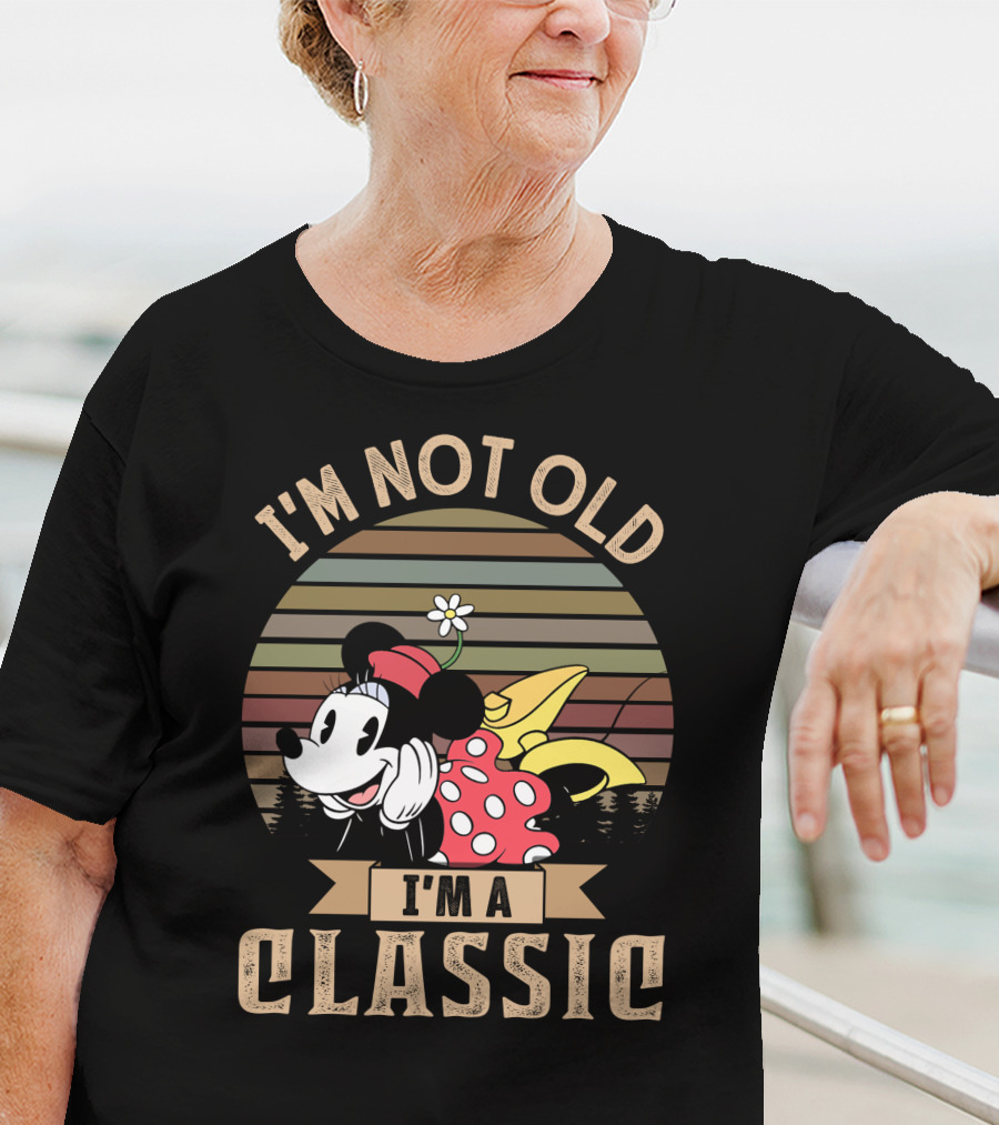 I'm Not Old I'm A Classic Minnie Mouse Retro Vintage Stripes T-Shirt