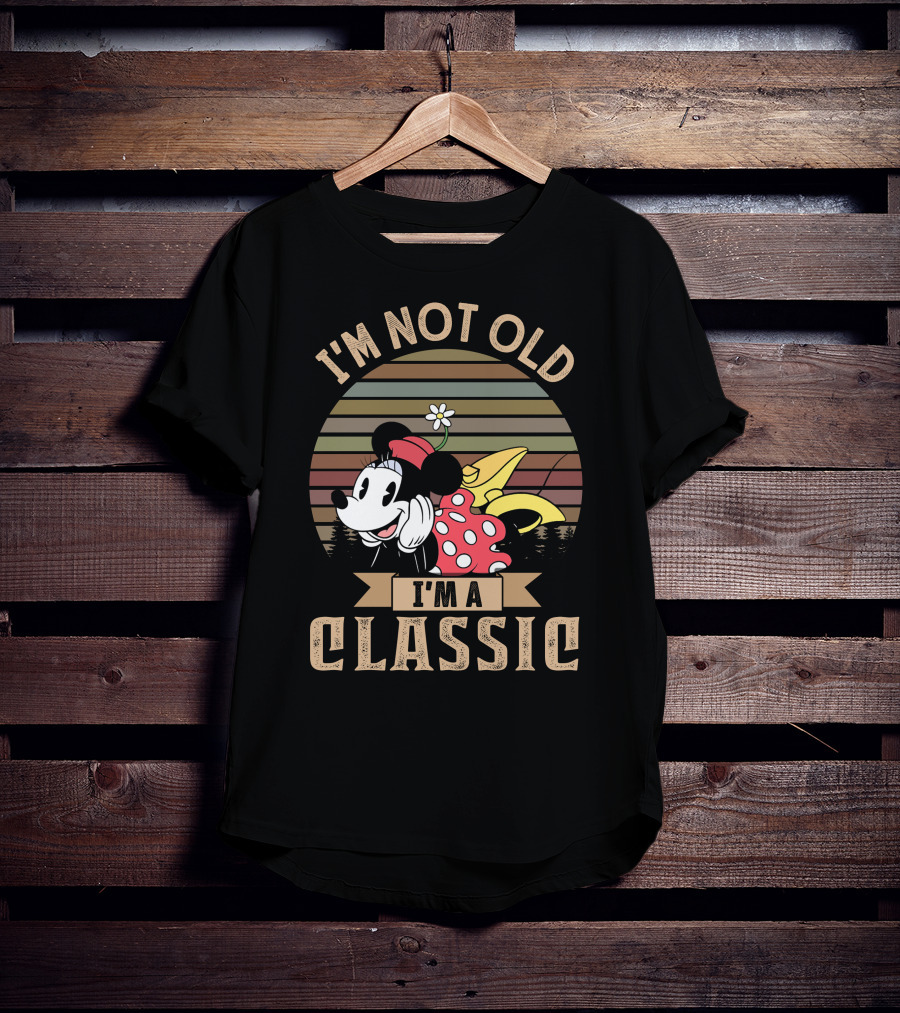 I'm Not Old I'm A Classic Minnie Mouse Retro Vintage Stripes T-Shirt