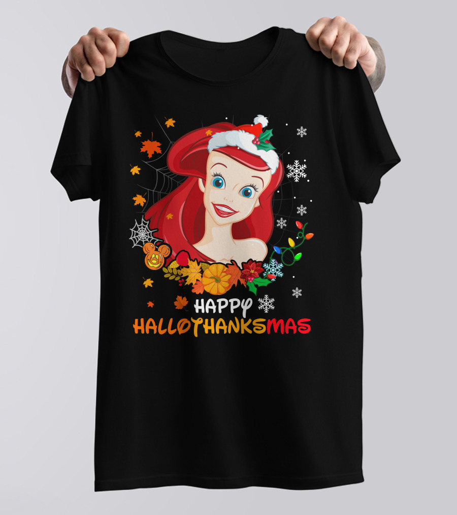 Happy Hallothanksmas Ariel Holiday Mashup T-Shirt