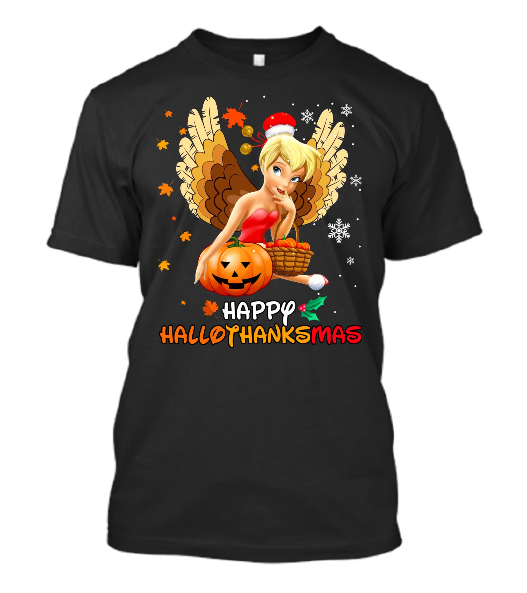 Hallowthanksmas Tinker Bell Halloween Thanksgiving Christmas T-Shirt