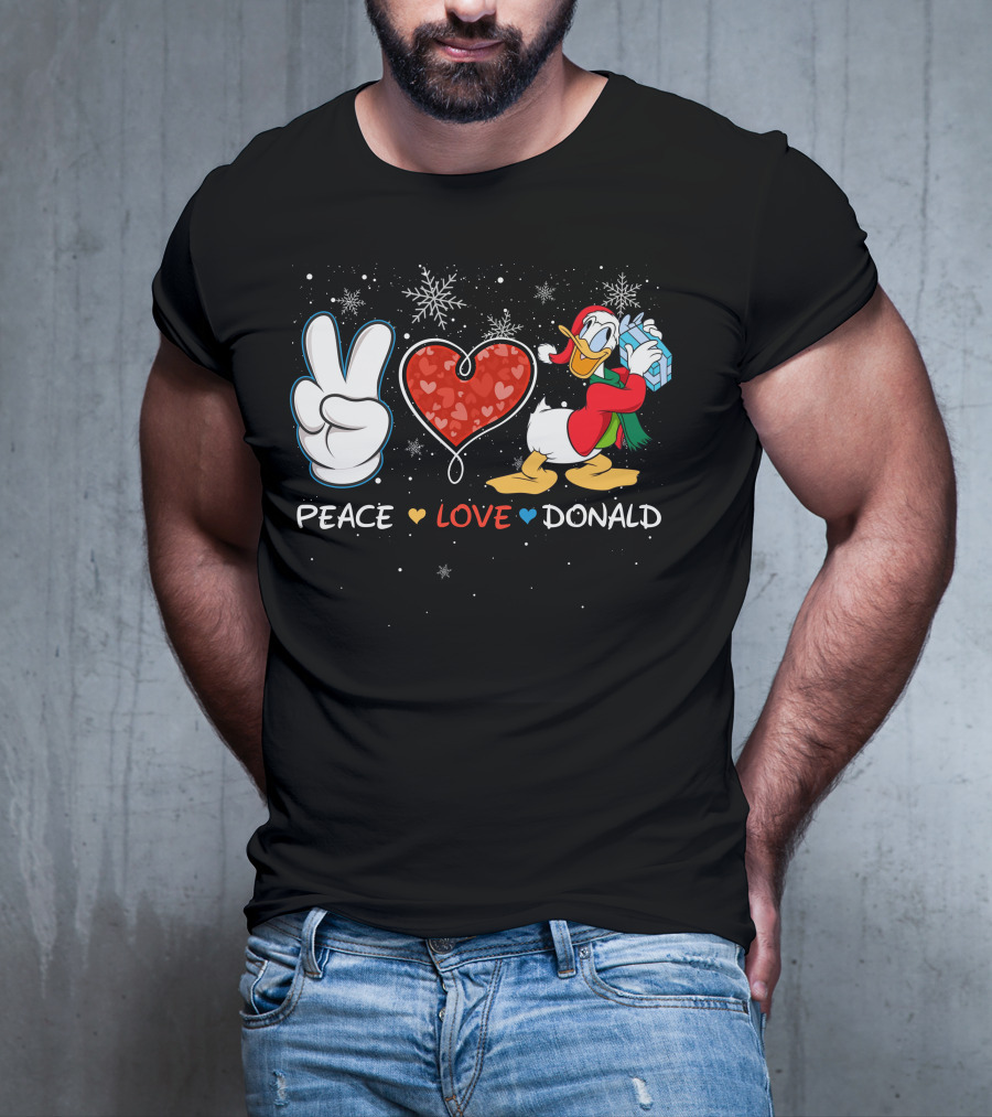Peace Love Donald Duck Christmas Gift Snowflakes T-Shirt