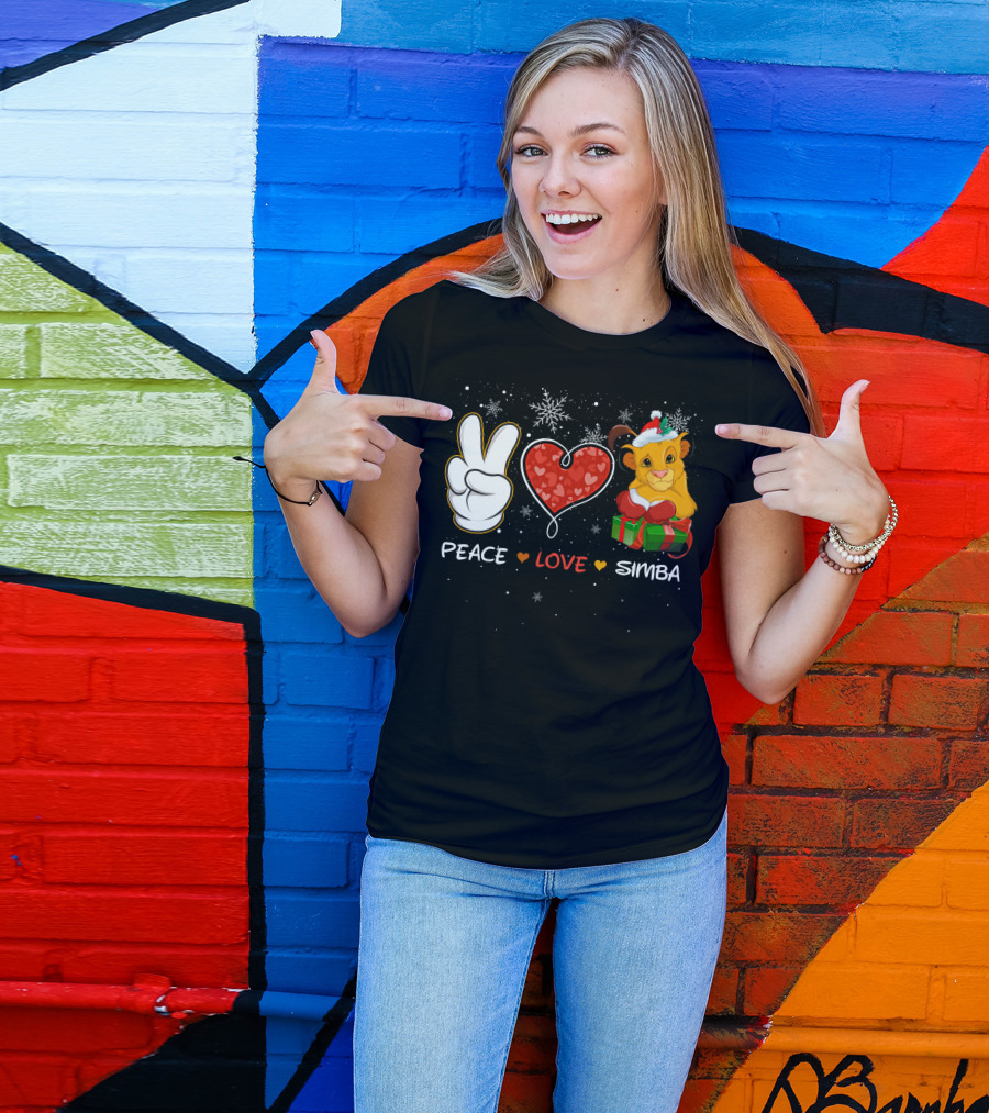 Peace Love Simba Christmas Gift Snowflakes T-Shirt