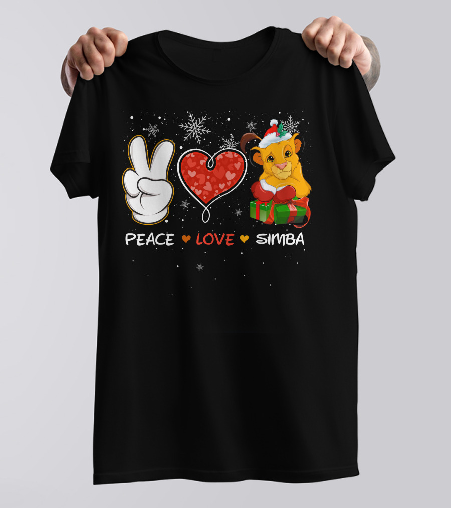 Peace Love Simba Christmas Gift Snowflakes T-Shirt